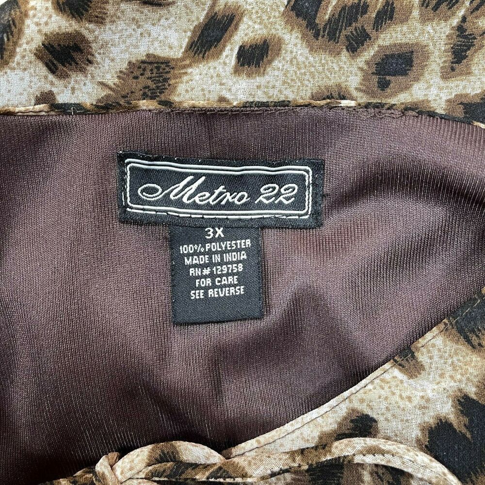 Metro‎ 22 Women's Top 3X Brown Animal Print - Picture 9 of 10
